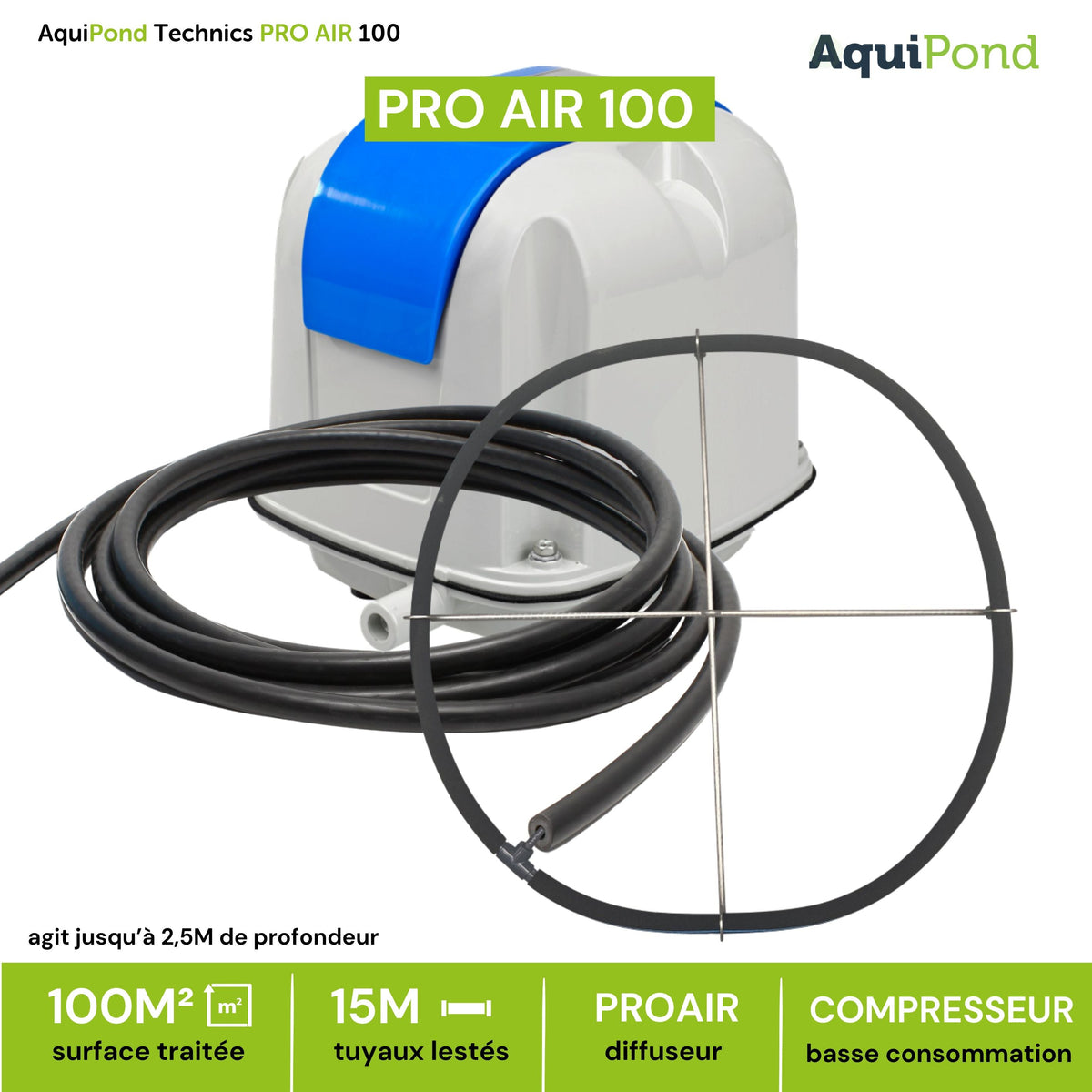 Aquipond Technics Pro Air 100 - 1 a 100M² - Sistema de aireación para oxigenar estanques