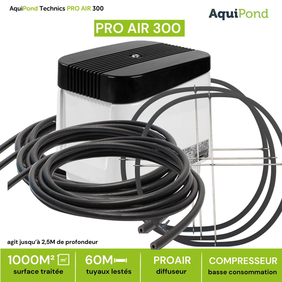 Aquipond Technics Pro Air 300 - 500 a 1000M² - Sistema de aireación para oxigenar estanques