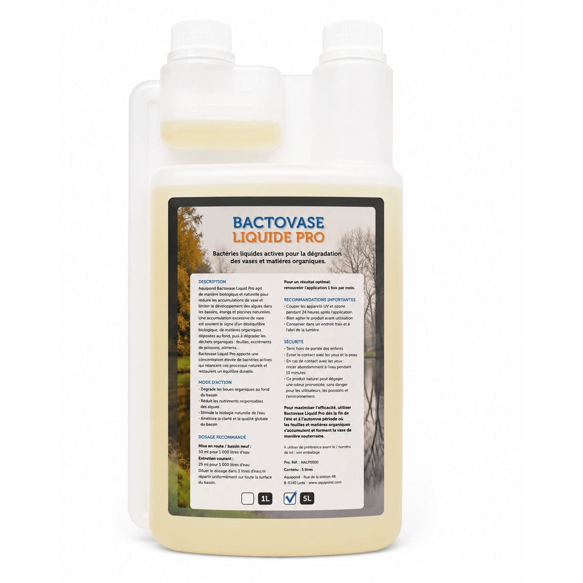 Aquipond Bactovase Liquide 1 L – Bactéries contre la vase organique du bassin