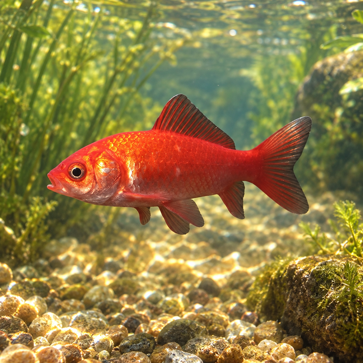 Poisson rouge dans l’eau — mise en situation illustrative générée