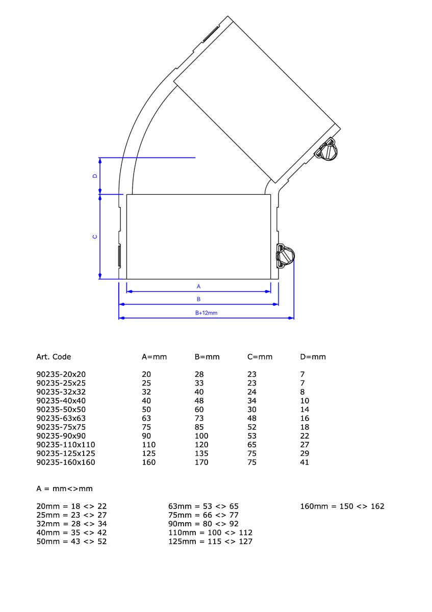 Courbe souple EPDM (45°) 50 mm — Aquitechnics — vue 2