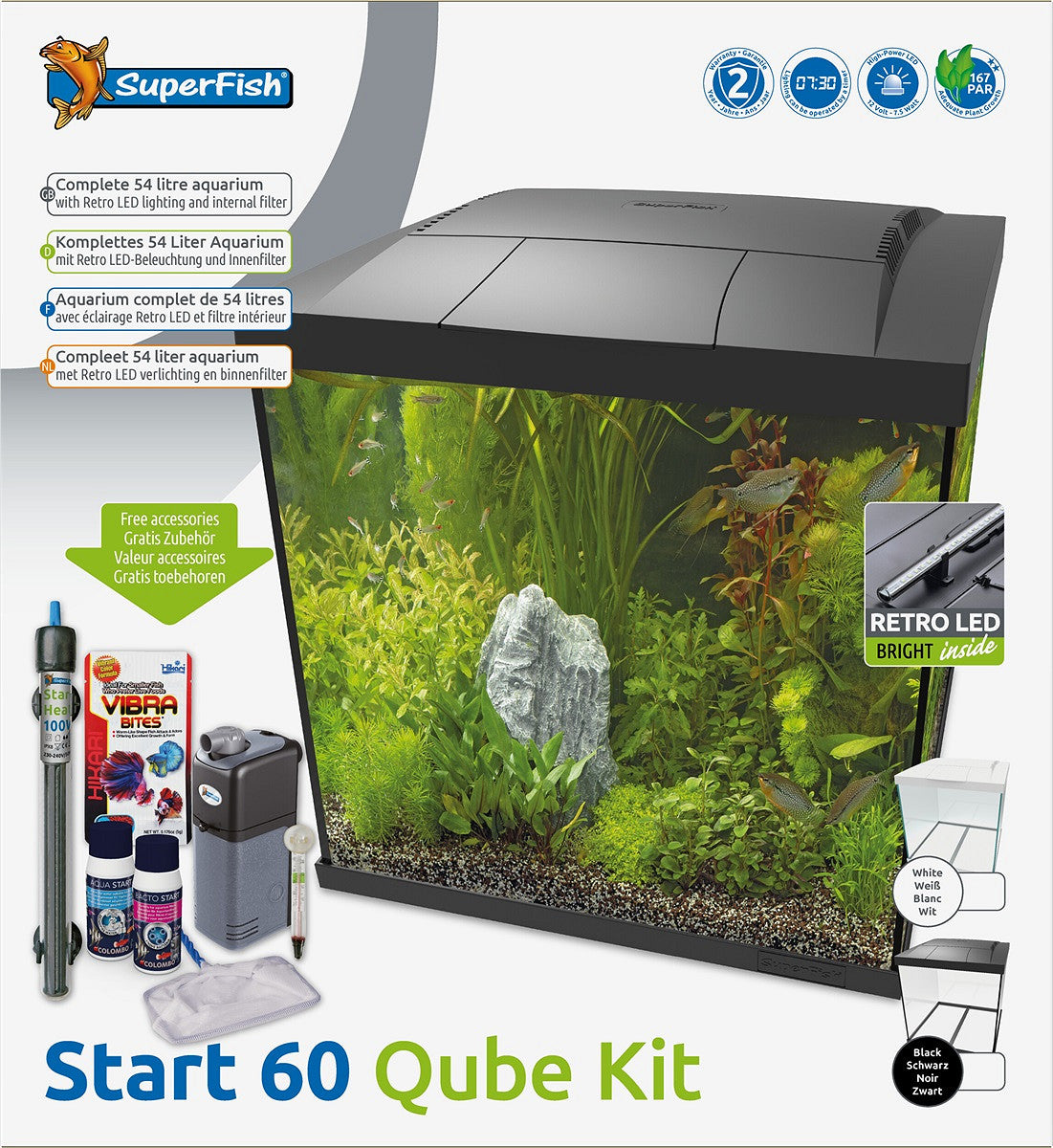SuperFish START 60 Qube 54 L noir — contenu du kit