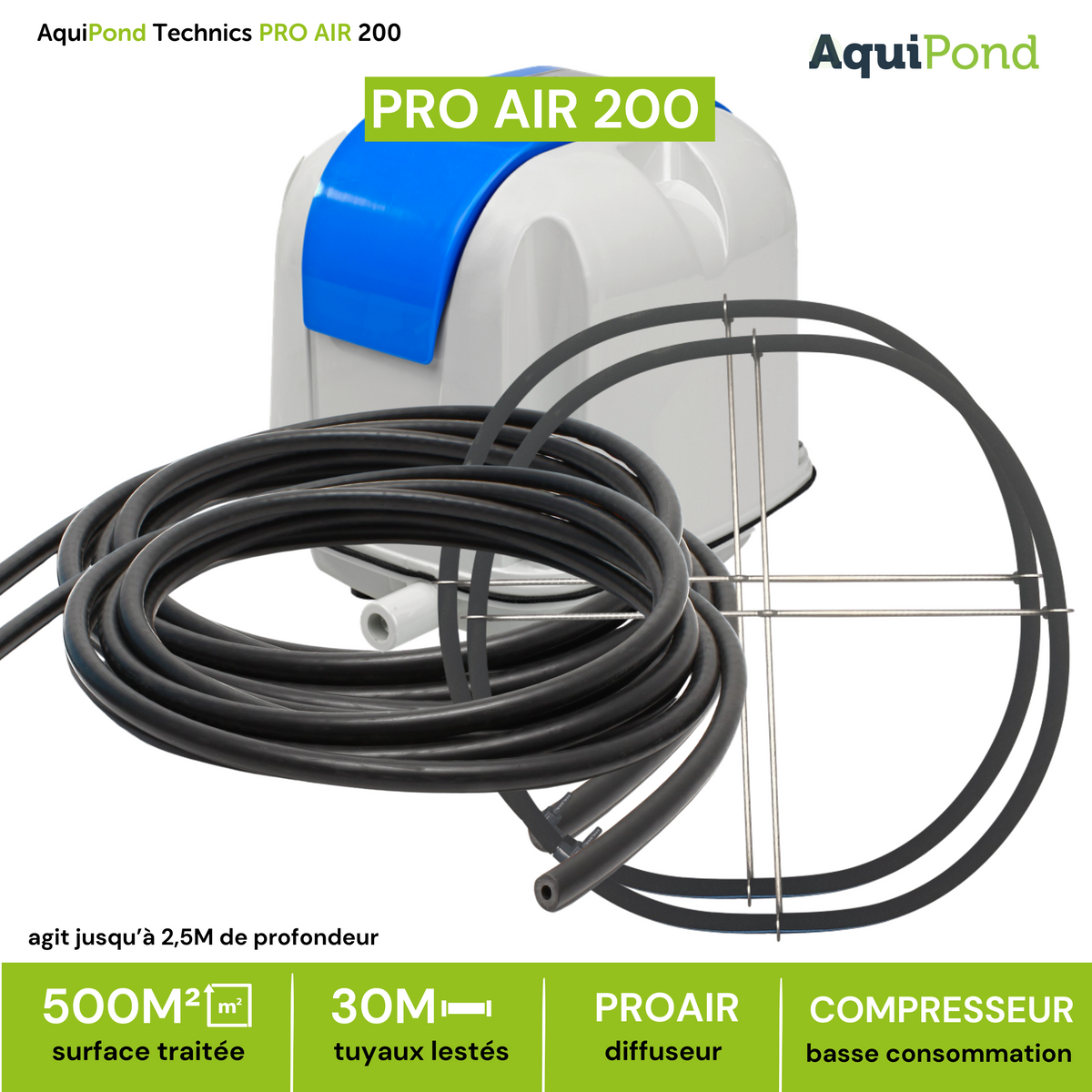 Aquipond Technics Pro Air 200 - 100 a 500M² - Sistema de aireación para oxigenar estanques