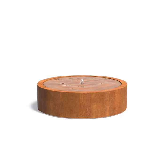 Fuente Mesa de agua redonda en acero corten