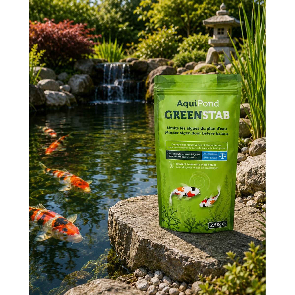 Aquipond Greenstab 2,5 kg – Minéraux naturels pour bassin, étang & piscine naturelle