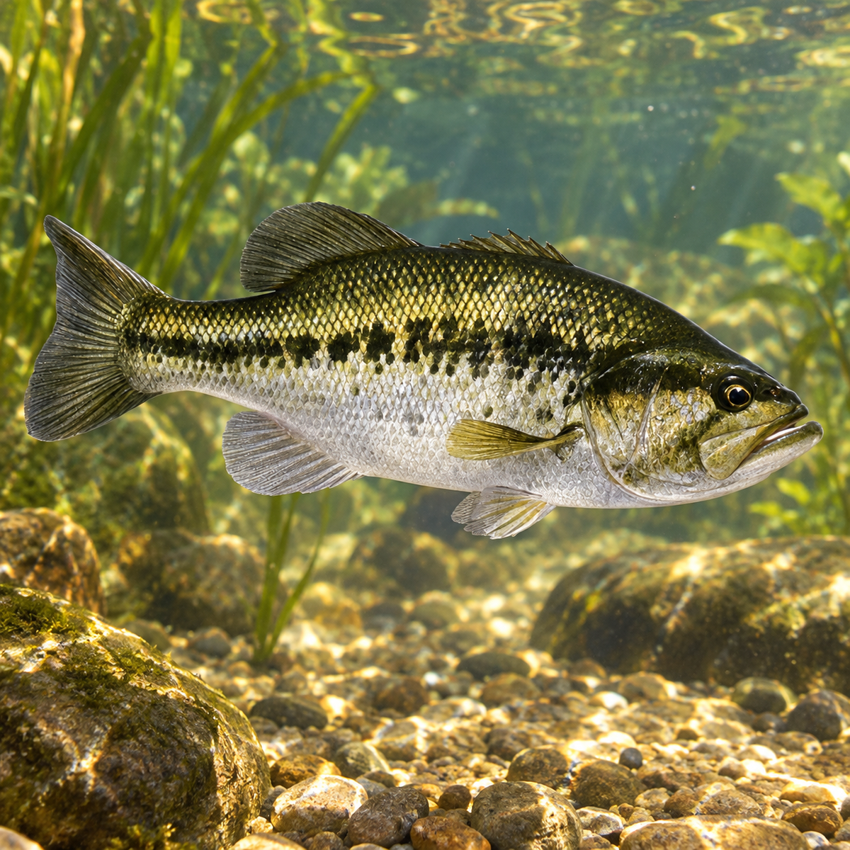 Blackbass - Achigan à grande bouche - 15 à 18CM dans l’eau — mise en situation illustrative générée
