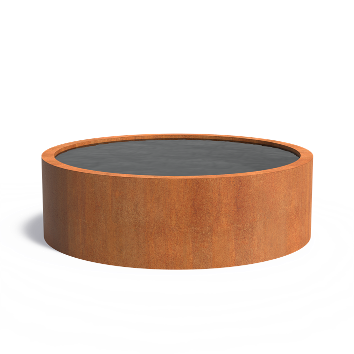 Bassin rond hors-sol Atoll en acier corten - Aquigarden