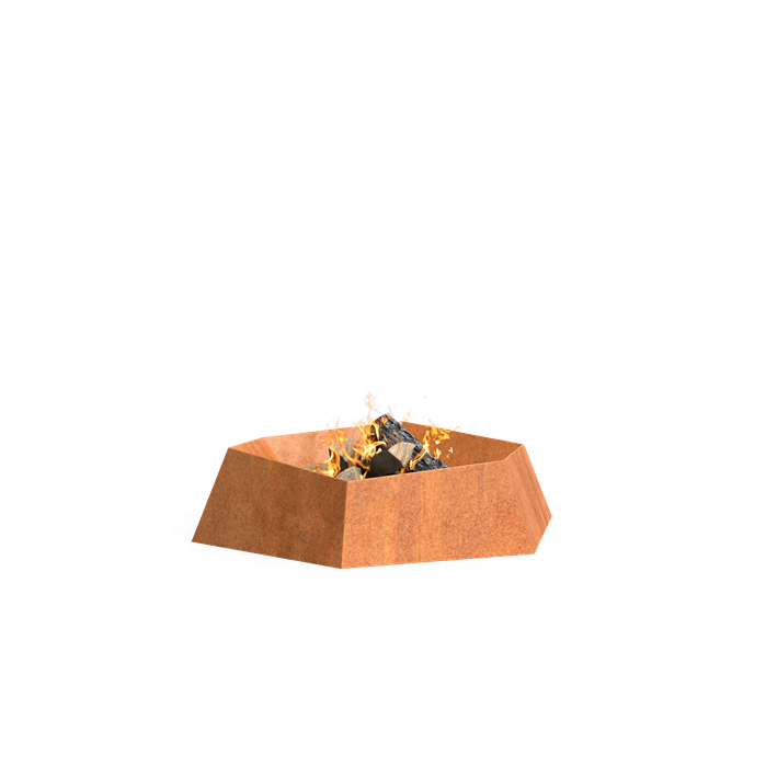 Brasero hexagonal Prisme en acier corten - 115 x 100 cm - Aquigarden