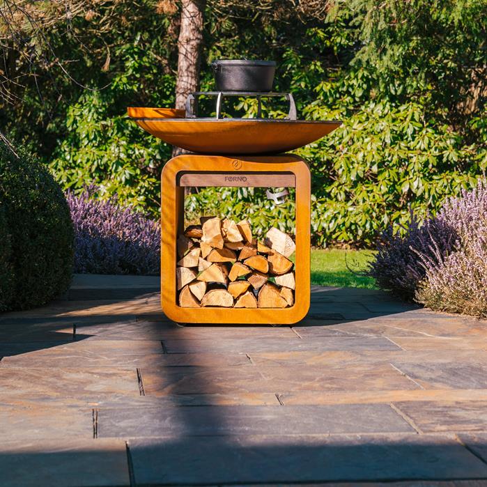 Brasero plancha Braise en acier corten - feu de bois - Aquigarden