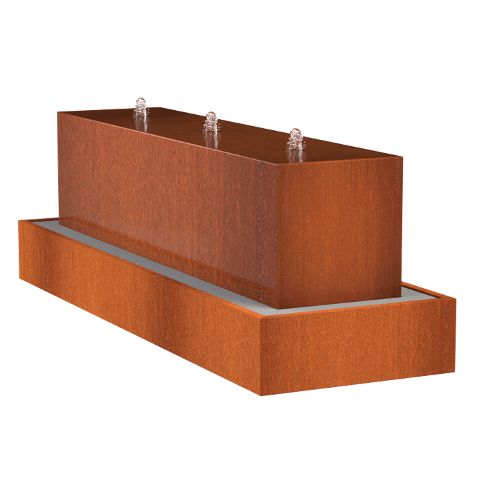 Foudebassin.com Tables d'eau Table d'eau en bloc en acier corten 300 x 70 x 70CM - Avec LED CWB4
