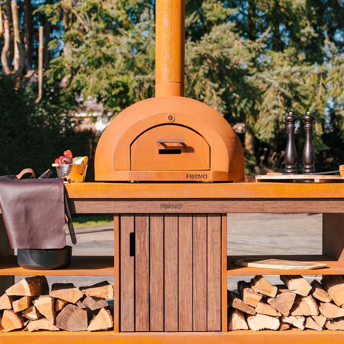 Four à pizza au feu de bois Voûte en acier corten - Aquigarden