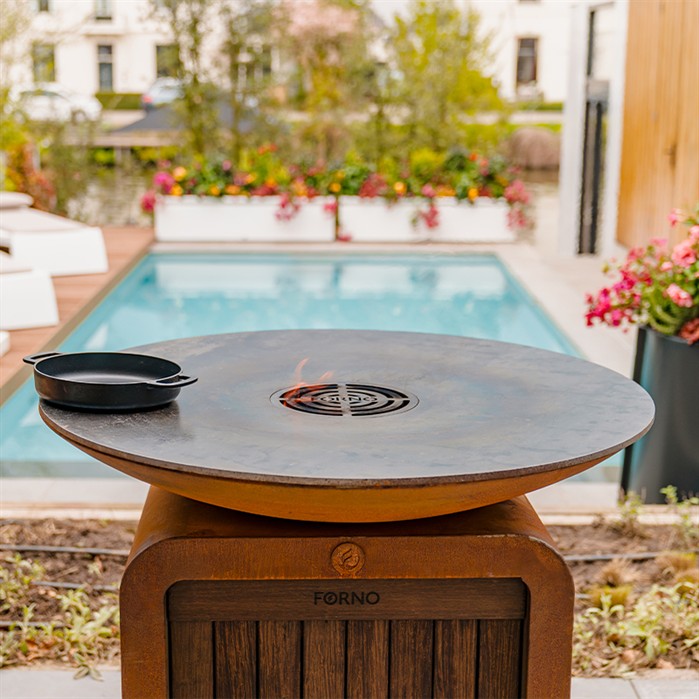 Plancha gaz Braise en acier corten - grande surface de cuisson - Aquigarden