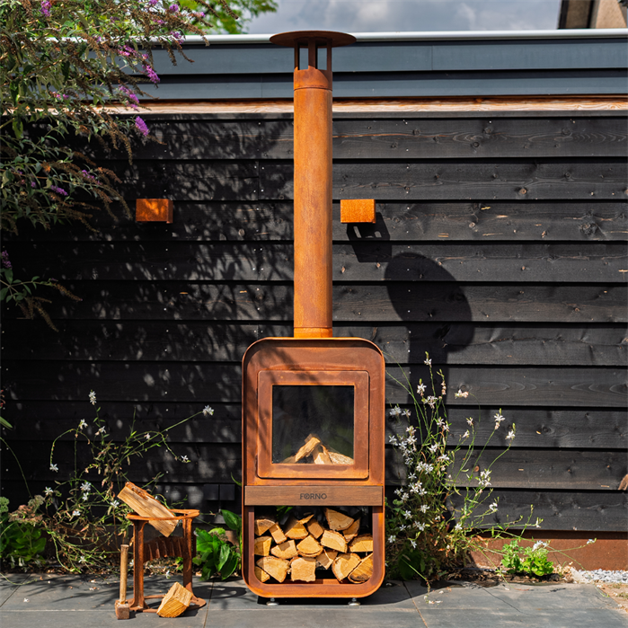 Poêle d'extérieur Kyoto en acier corten - Aquigarden