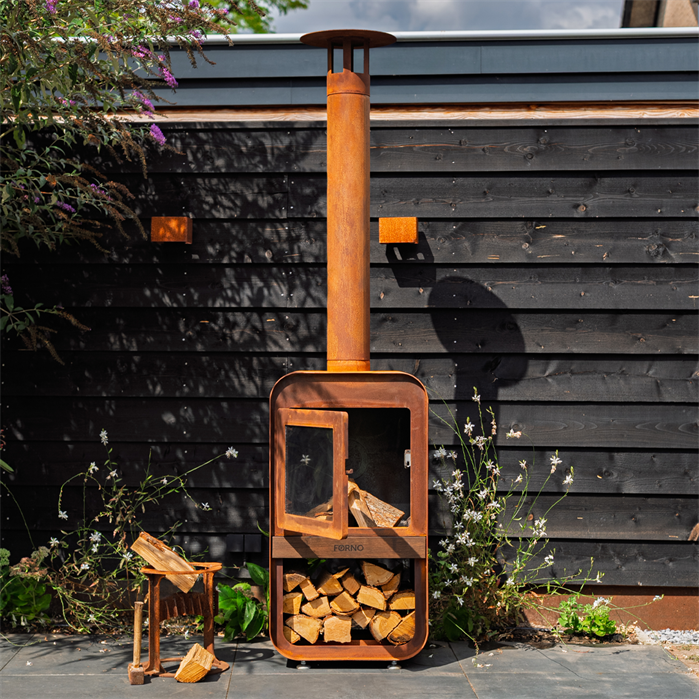 Poêle d'extérieur Kyoto en acier corten - Aquigarden