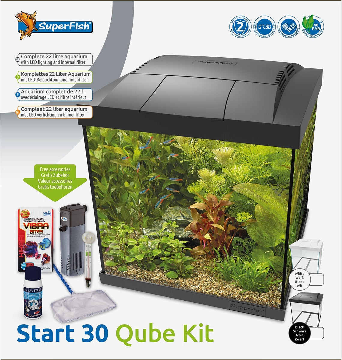 SuperFish START 30 Qube 22 L noir — contenu du kit