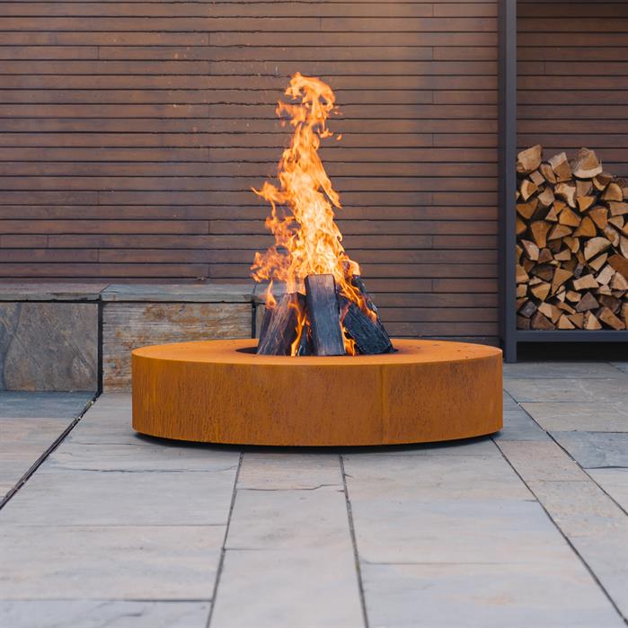 Table-brasero Ardent ronde en acier corten - Ø 125 cm - Aquigarden