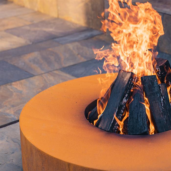 Table-brasero Ardent ronde en acier corten - Ø 125 cm - Aquigarden