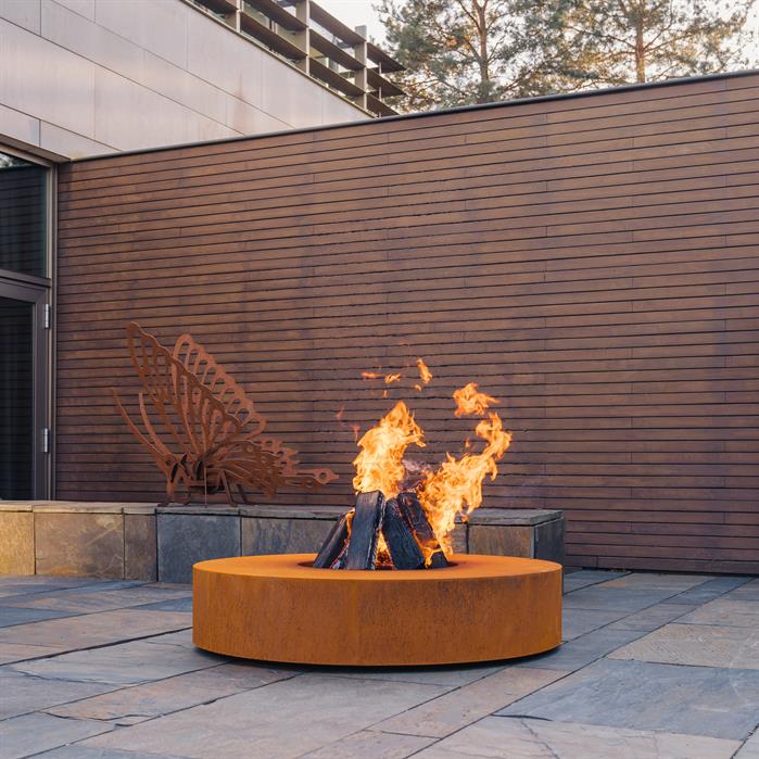 Table-brasero Ardent ronde en acier corten - Ø 125 cm - Aquigarden