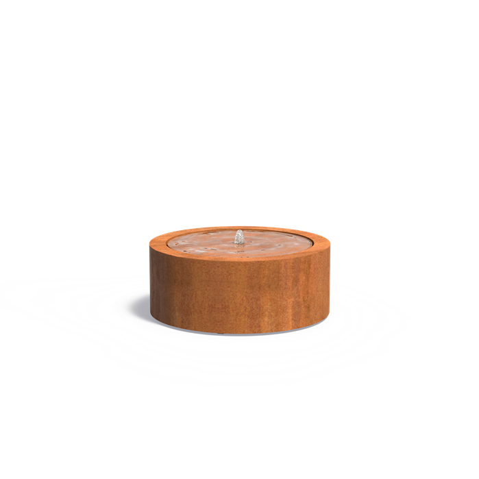 Table d'eau ronde Lagune en acier corten - Aquigarden
