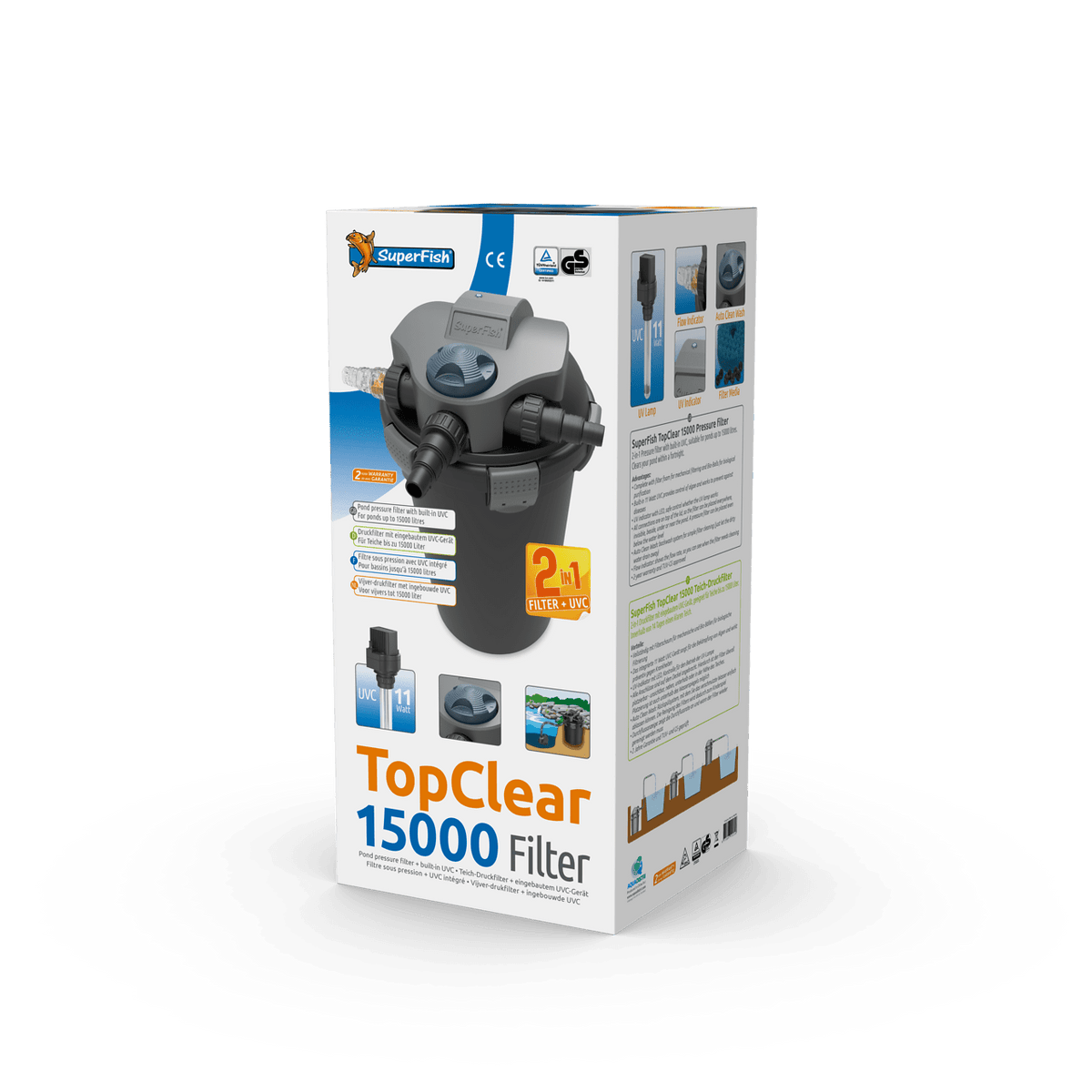 Superfish Filtres pour étang TopClear 15000 avec UV 9W - Filtre sous pression seul - Superfish 8715897195358 06020140